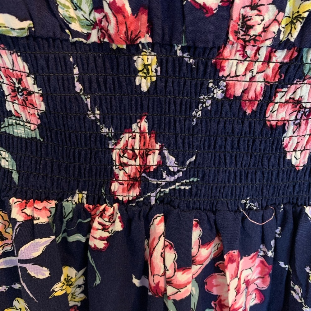 Band Of Gypsies Navy Floral Print Short Sleeve Mini Dress Size S NWT Whimsy Boho - Picture 6 of 9